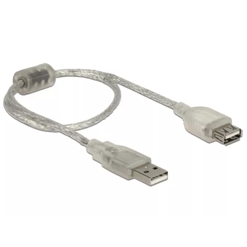 Delock 82244, 0,3 m, USB A, USB A, USB 2.0, 0,48 Gbit/s, transparant