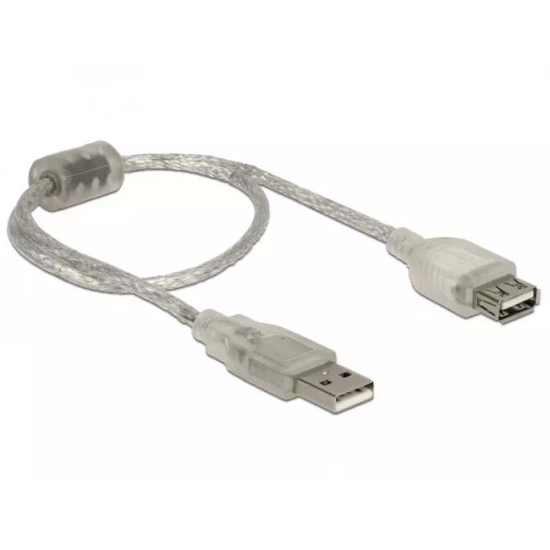 Delock 82244, 0,3 m, USB A, USB A, USB 2.0, 0,48 Gbit/s, transparant