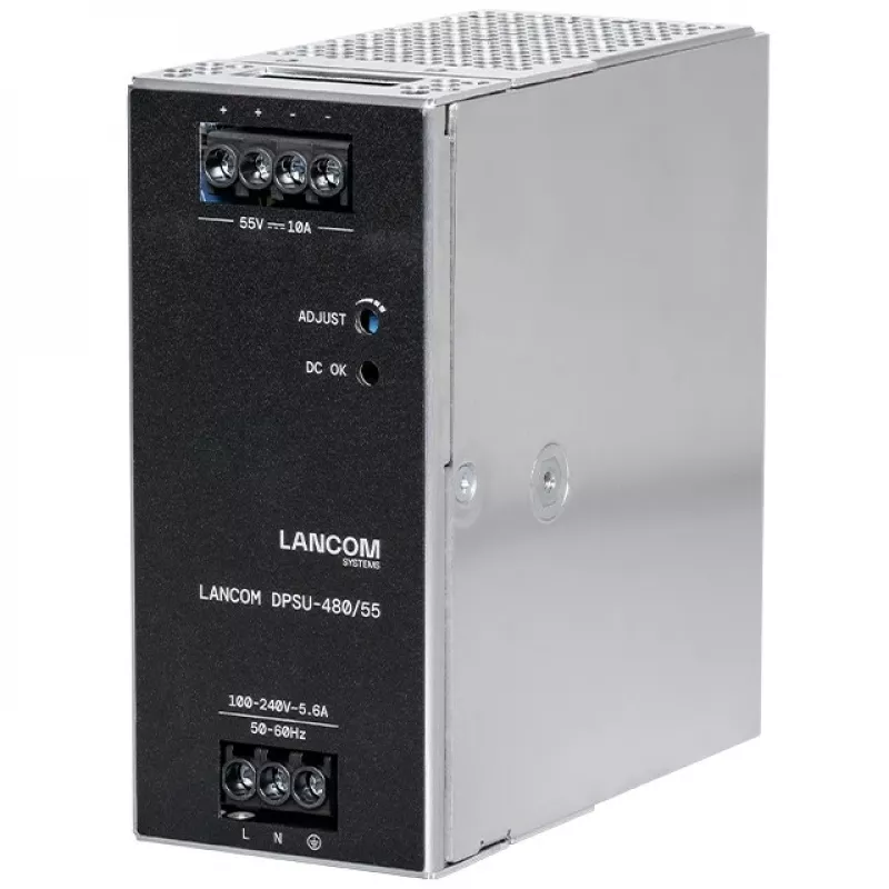 Voeding Lancom Systems LANCOM DPSU-480/55 — 480 W, AC 100–240 V, TS35 DIN, zwart/staal