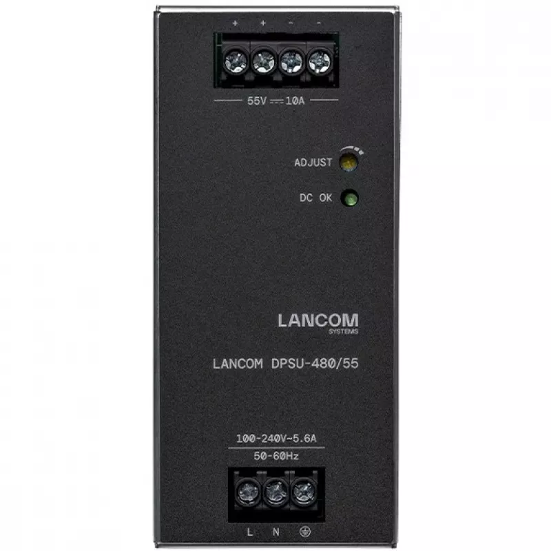 Voeding Lancom Systems LANCOM DPSU-480/55 — 480 W, AC 100–240 V, TS35 DIN, zwart/staal