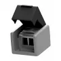 EasyLan modulehouder, leeg, opbouw, rechte uitlaat, 2-voudig, IP44, lichtgrijs RAL 7035