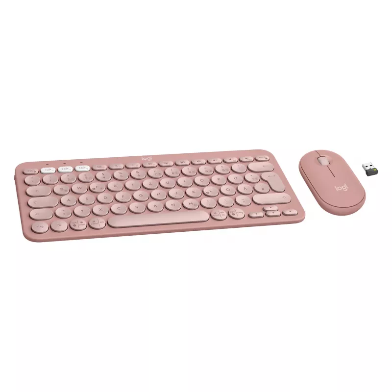 Logitech Pebble 2 Combo toetsenbord muis inclusief universele RF Wireless + Bluetooth QWERTZ Duits roze (920-012205)