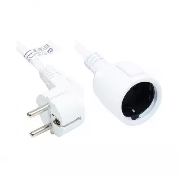 Verlengkabel randaarde stekker-stekker type E+F (CEE 7/7, haaks) naar contactdoos type F (CEE 7/3, recht), wit, 1,50 mm², 2 m, Good Connections® (P0102-W020)