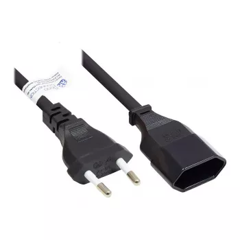 Euro-verlengkabel Euro-stekker type C (recht) naar Euro-bus (recht), zwart, 0,75 mm², 0,2 m, Good Connections® (P0300-S002)