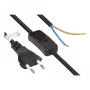 Euro-netkabel Euro-stekker type C (recht) naar gestripte uiteinden, met schakelaar, zwart, 0,75 mm², 1,5 m, Good Connections® (P0386-S015)