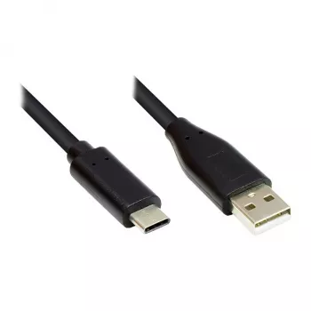 Verbindingskabel USB 2.0, USB-C™ stekker naar USB 2.0 A stekker, CU, zwart, 2 m, Good Connections® (GC-M0118)