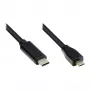 Verbindingskabel USB 2.0, USB-C™ stekker naar USB 2.0 Micro B stekker, CU, zwart, 1 m, Good Connections® (GC-M0122)