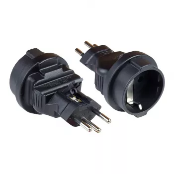 Netadapter Zwitserse netstekker (SEV1011, recht) naar Schutzkontakt-stopcontact Type F, SEV, zwart, Good Connections® (PA-6002S)