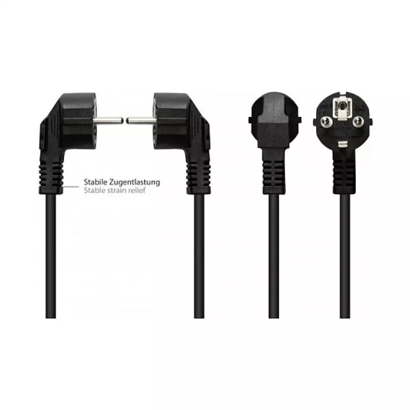 Netkabel contactstop type E+F (CEE 7/7, haaks) naar C13 (recht), zwart, 1,50 mm², 7,5 (P0130-S075)