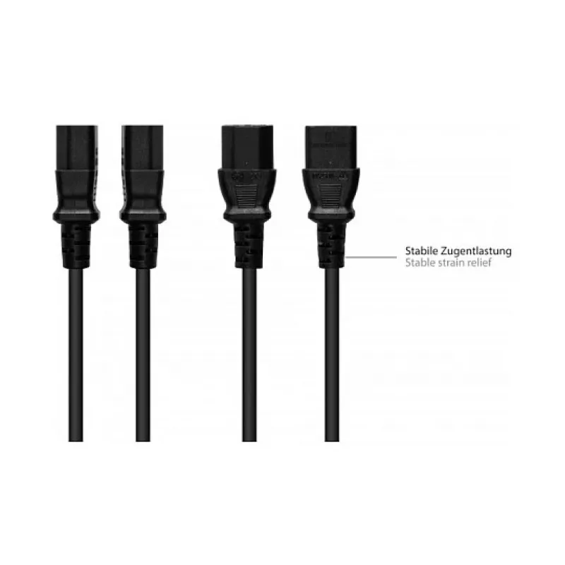Netkabel contactstop type E+F (CEE 7/7, haaks) naar C13 (recht), zwart, 1,50 mm², 7,5 (P0130-S075)
