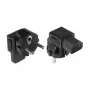 Netadapter randaarde stekker type E+F (CEE 7/7) naar IEC apparaatbus C13, haaks, zwart (PA-0133S)