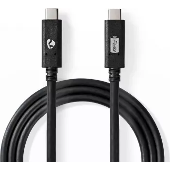 Nedis USB-kabel | USB 3.2 Gen 2 | USB-C™-stekker | USB-C™-stekker - 100 W | 4K@60Hz | 10 Gbit/s | vernikkeld | 1,00 m | rond | PVC | zwart | doos