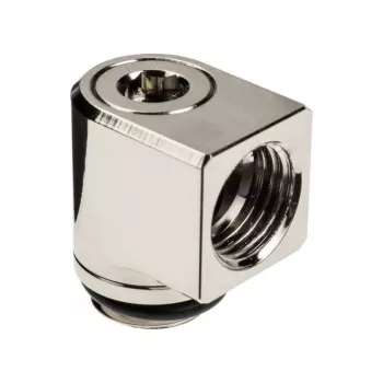 EK Water Blocks EK-Torque Micro adapter 90 graden G1/4 inch AG naar G1/4 inch IG - draaibaar, nikkel