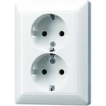 JUNG Schuko dubbel stopcontact AS5020UWW AS 500/A plus alpinweiß AS5020UWW (AS5020UWW)
