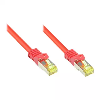 RJ45-patchkabel met Cat.7 ruwkabel en vergrendelingsbeveiliging (RNS®), S/FTP, PiMF, halogeenvrij, 600 MHz, OFC, rood, 30 m, Good Connections® (8070R-300R)