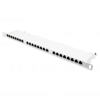 Patchpanel 48,30cm (19) Cat. 6, 24-poorts, 0,5 HE, STP afgeschermd, gereedschapsloos openen, reinweiß (RAL9010), Goo (GC-N0137)