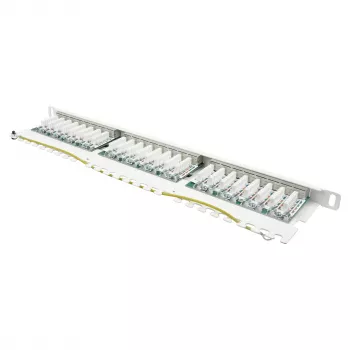 Patchpanel 48,30cm (19) Cat. 6, 24-poorts, 0,5 HE, STP afgeschermd, gereedschapsloos openen, reinweiß (RAL9010), Goo (GC-N0137)