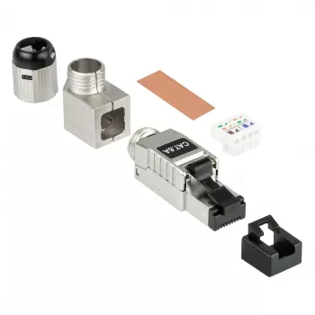 RJ45-stekker Cat. 6A, gereedschapsloos / veldconfectie, STP afgeschermd, metaal, 5 richtingen, Good (GC-N0165)
