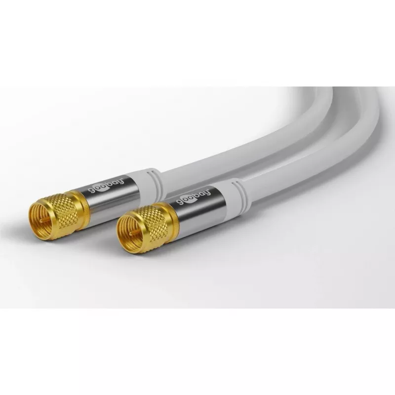 Goobay SAT-antennekabel (135-dB-type), 4-voudig afgeschermd, 2 m, wit – verguld, F-stekker > F-stekker (70600)