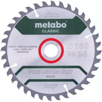 Cirkelzaagblad Metabo 628659000 16 cm boring 2 cm 1 stuk