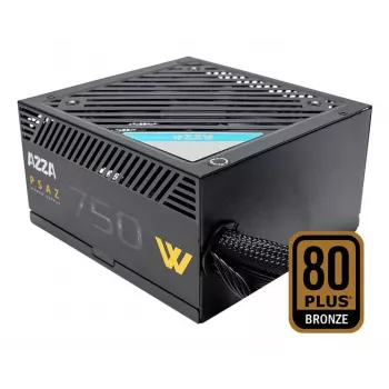 Voeding AZZA PSAZ-750W 750 W 20+4 pin ATX 80 PLUS Bronze zwart, niet-modulair