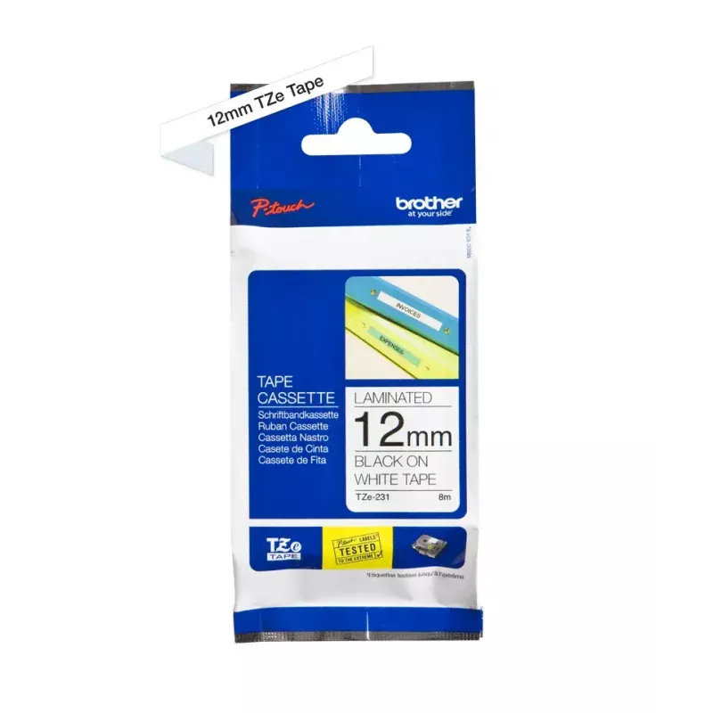 Etikettenlint Brother TZE-231 zwart op wit