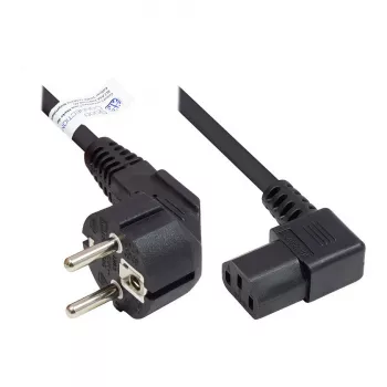 Netkabel Schutzkontakt-stekker type E+F (CEE 7/7, haaks) naar C13 (haaks), zwart, 1,00 mm², 3 m, Good Connections® (P0131-S030)