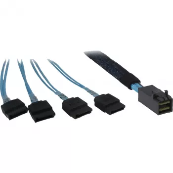 Kabel INTER-TECH SFF-8643 naar 4x SATA/SAS 0,7 m 12 Gbit/s blauw