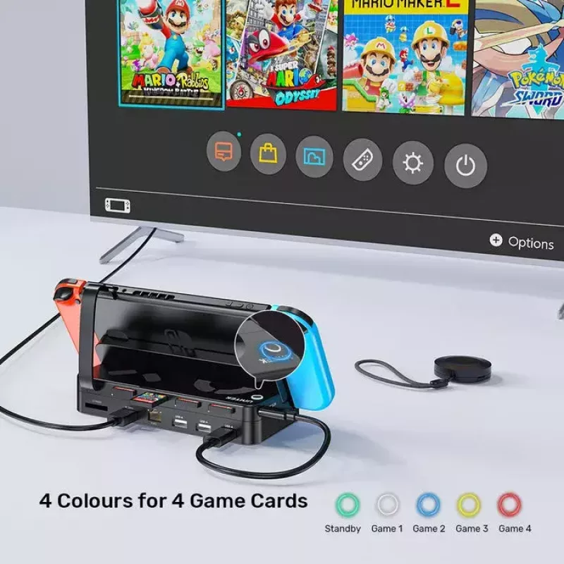 Handheld-gameconsole dockstation Unitek G1002F01 — USB-dockaansluiting, zwart