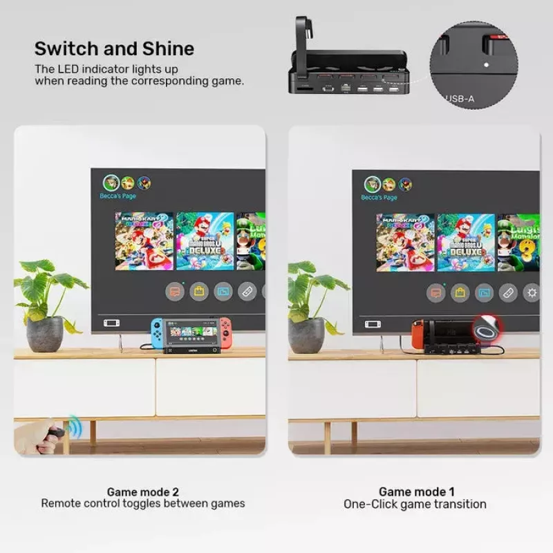 Handheld-gameconsole dockstation Unitek G1002F01 — USB-dockaansluiting, zwart