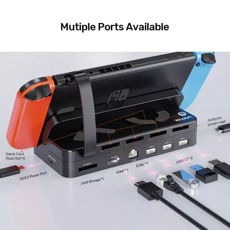 Handheld-gameconsole dockstation Unitek G1002F01 — USB-dockaansluiting, zwart