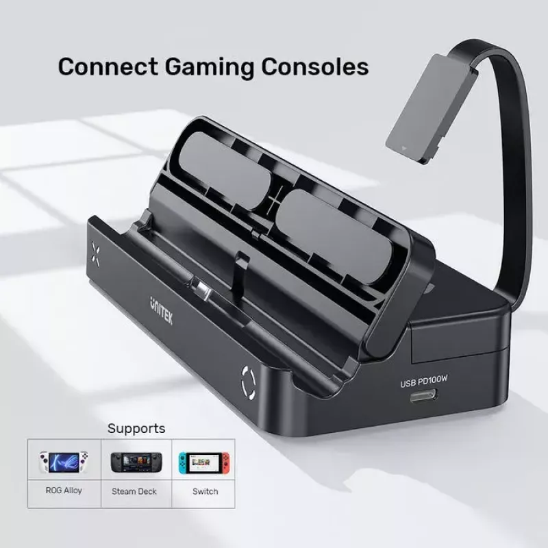 Handheld-gameconsole dockstation Unitek G1002F01 — USB-dockaansluiting, zwart