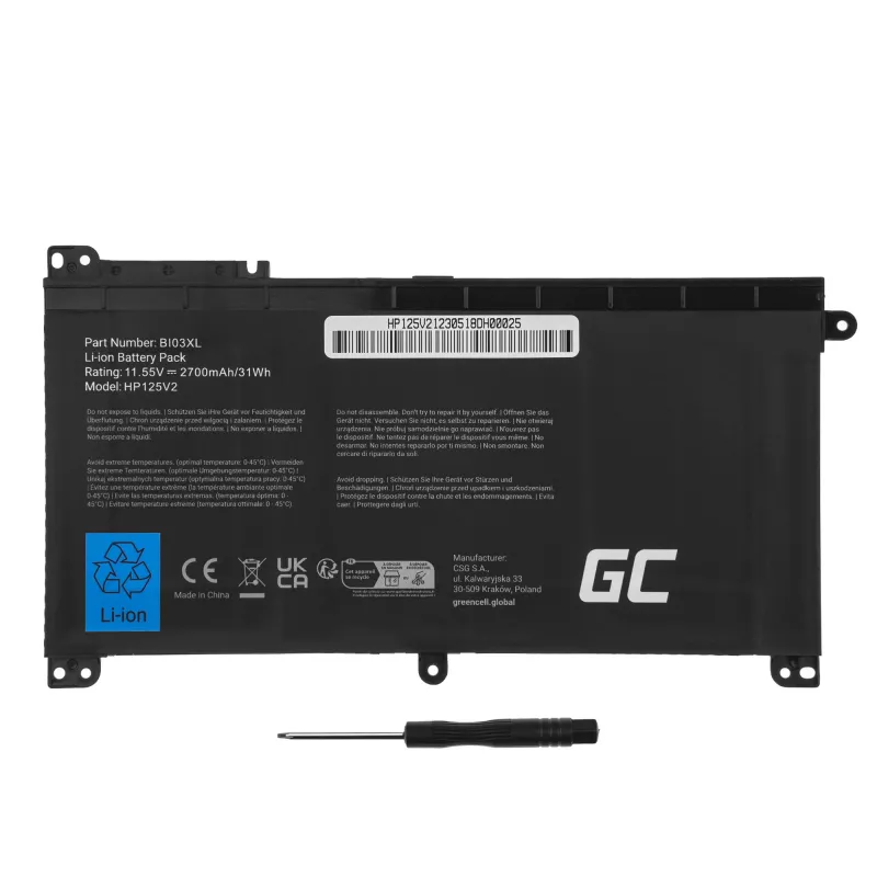 Battery Green Cell HP125V2 voor HP Pavilion x360 Stream 14-AX