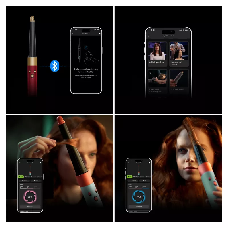 Airwrap i.d. Straight + Wavy Limited Edition, multistyler rood/goud, Bluetooth