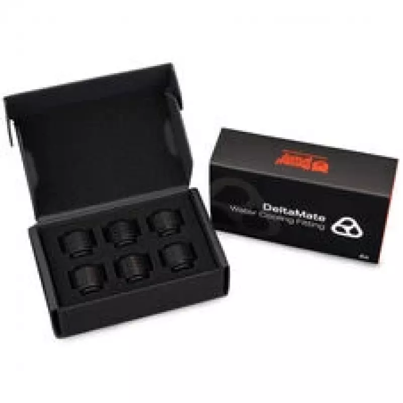 Thermal Grizzly DeltaMate Compression Fitting ST16, messing G1/4, zwart, 6-pack (TG-DM-FIT-6001)
