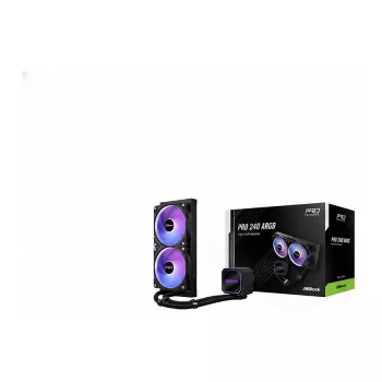 CPU-koeler ASROCK Pro 240 ARGB zwart — 240 mm vloeistof-AIO, ARGB-verlichting, zwarte afwerking