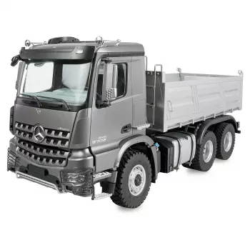 Op afstand bestuurbare Amewi Mercedes Arocs kiepwagen 6x6 1:14 RTR antraciet, schaal 1:14, 6x6-aandrijving