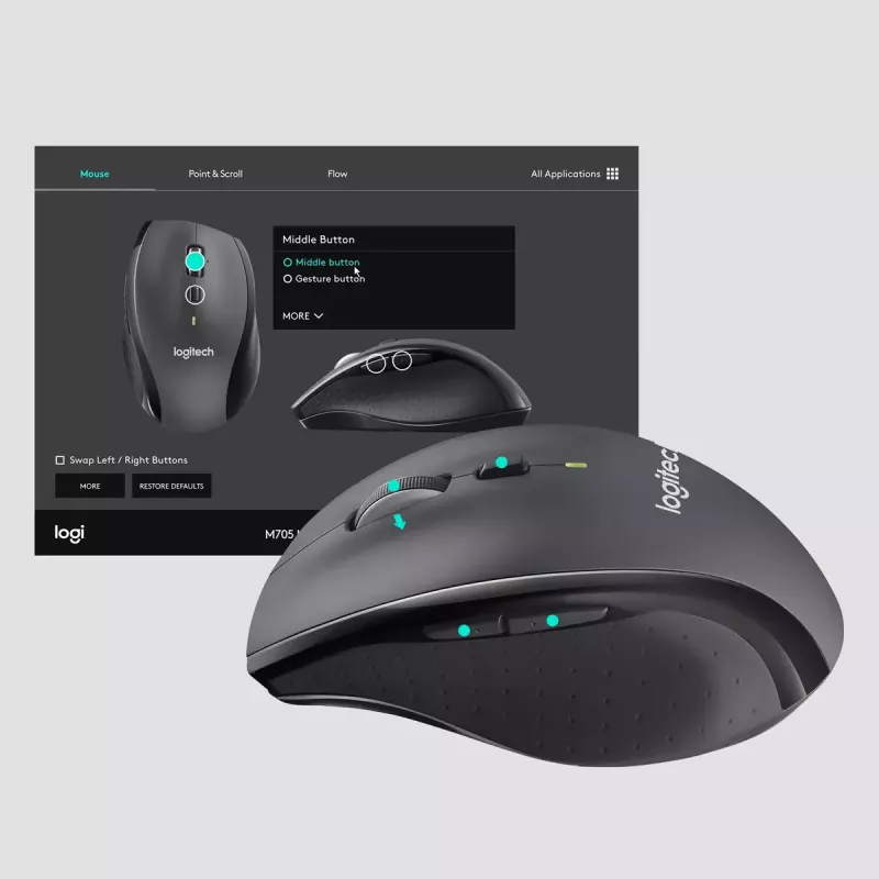 Logitech Marathon M705 muis draadloos USB zwart