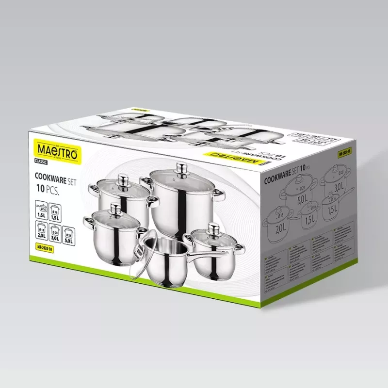 Kookset Maestro MR-2020-10 — 10-delige pannen- en koekenpannenset