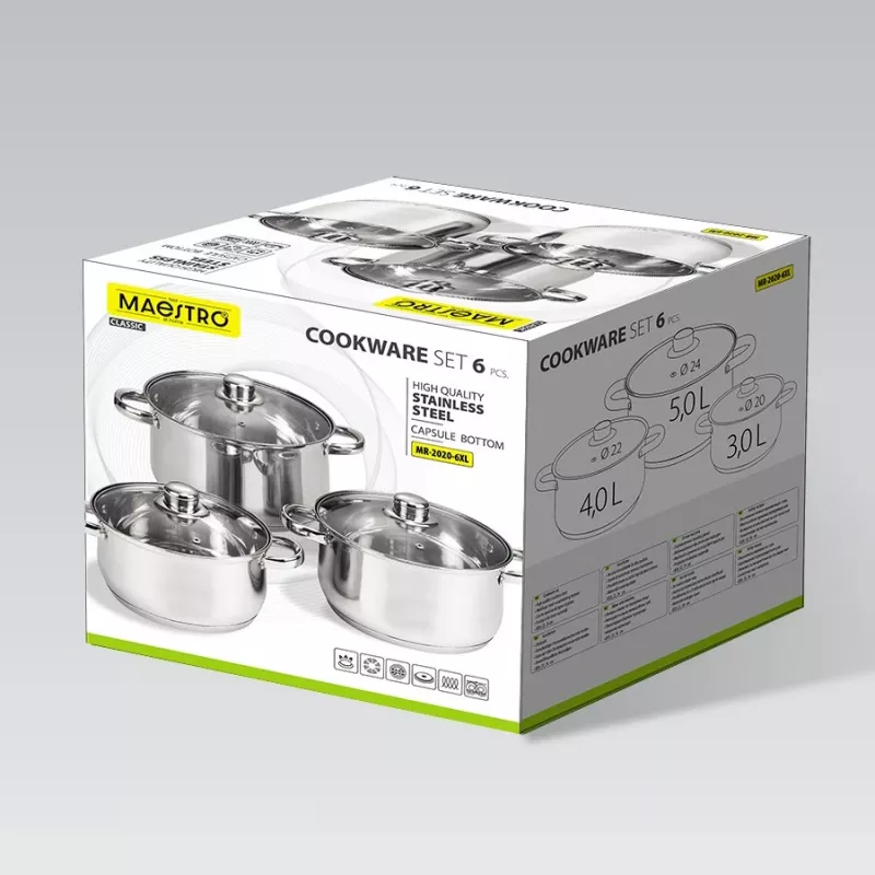 Pannenset Maestro MR-2020-6XL — 6-delige pannenset