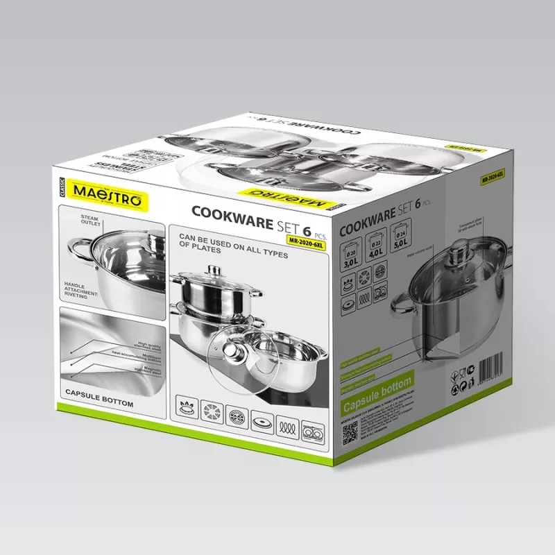 Pannenset Maestro MR-2020-6XL — 6-delige pannenset