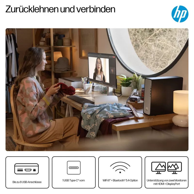 HP OmniDesk S03-0032ng - Slanke desktop - Core i3 i3-14100 - Compleetsysteem - Core i3