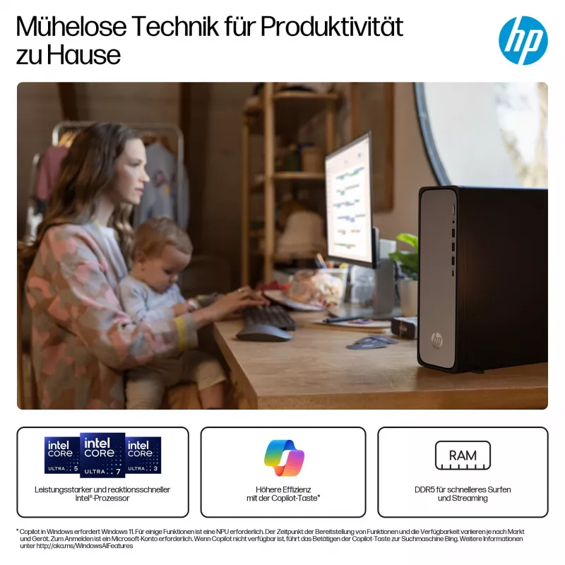 HP OmniDesk S03-0032ng - Slanke desktop - Core i3 i3-14100 - Compleetsysteem - Core i3