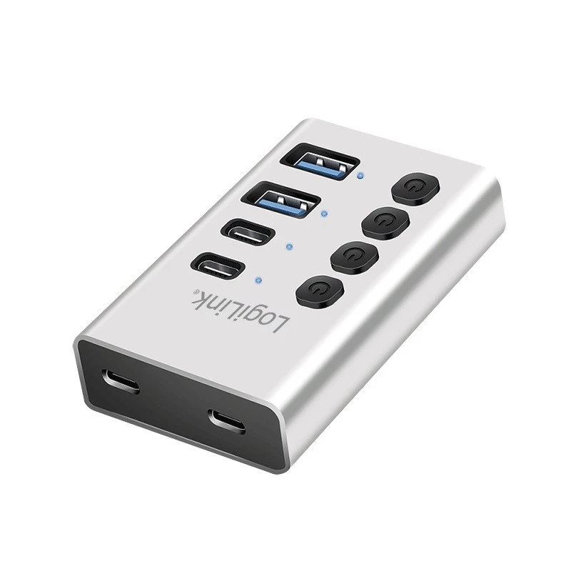 Hub USB 3.2 Gen 1, 4 poorten, USB-A/C, aan-/uitschakelaar