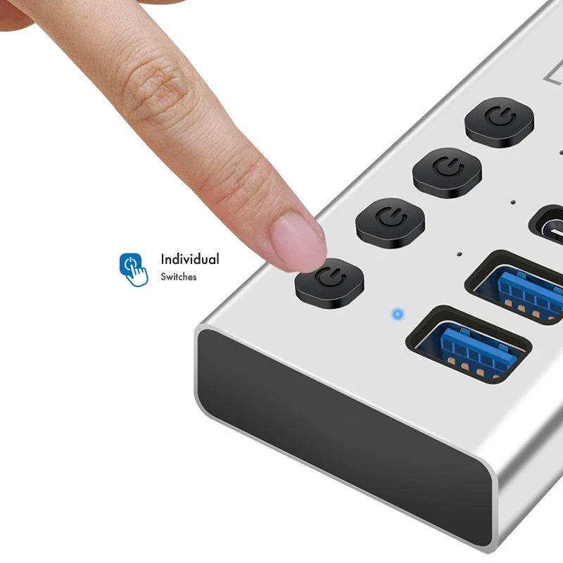 Hub USB 3.2 Gen 1, 4 poorten, USB-A/C, aan-/uitschakelaar