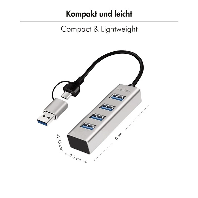 Hub USB 3.0 4-poorts USB-A 5 Gbit/s