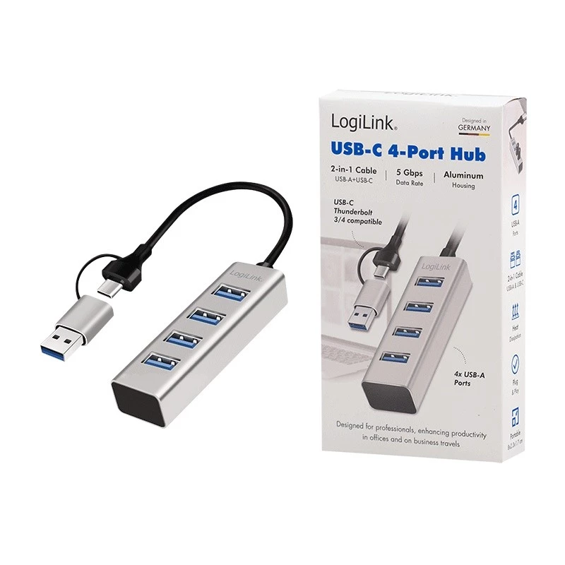 Hub USB 3.0 4-poorts USB-A 5 Gbit/s