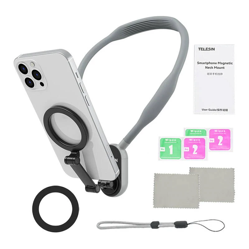 Telesin magnetische nekhouder MNM-002 voor iPhone (12–16) – verstelbare hoek, lichtgewicht
