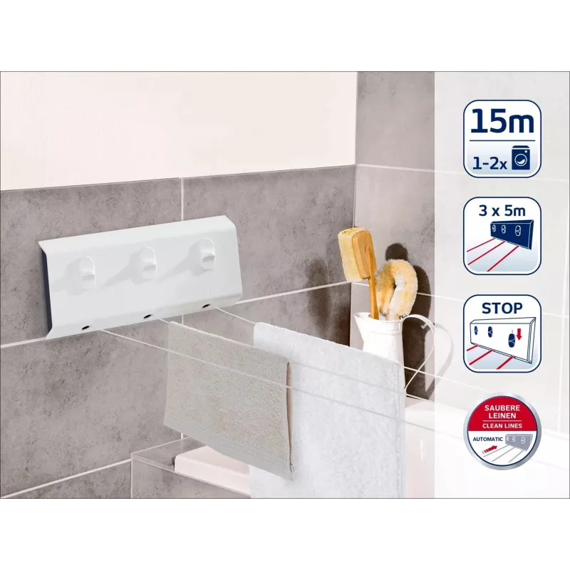 Leifheit Rollfix Triple 150 Longline Wanddroogrek (83107)