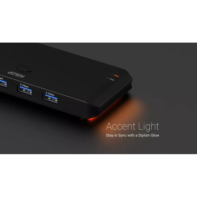 USB 3.2 Gen1 2x4 sharing switch ATEN US5324 met host A + C en 4 apparaataansluitingen